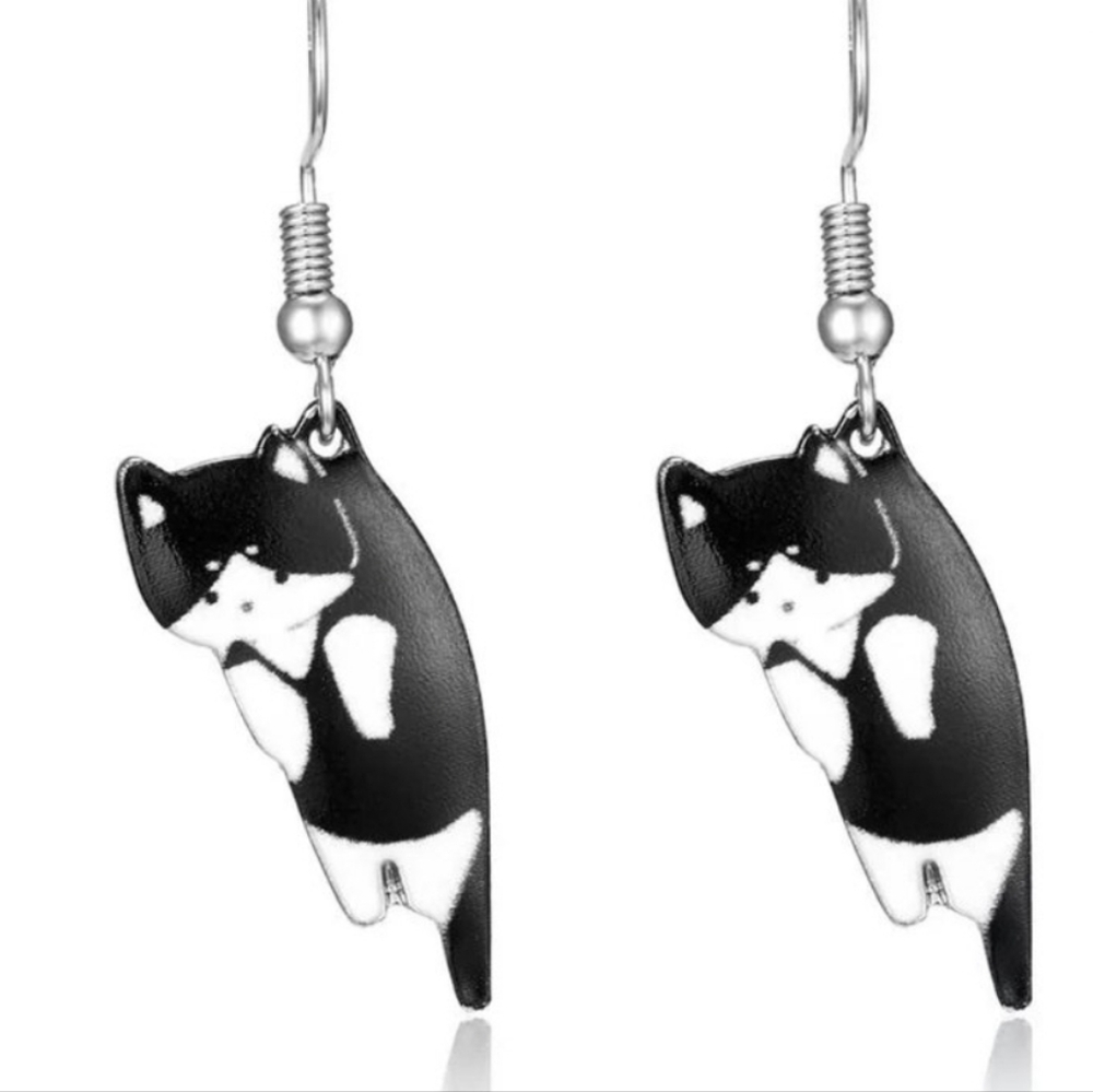 New Black & White Tuxedo Cat Dangle Earrings. 